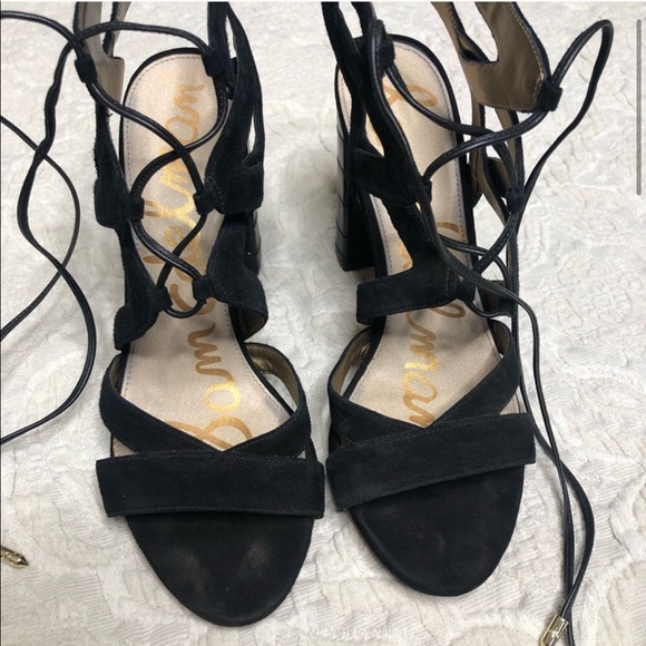 Sam Edelman Yardley Suede Lace Up Heels wedge shoe - Picture 3 of 8